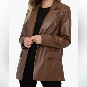 NWOT pleather brown blazer / jacket size large